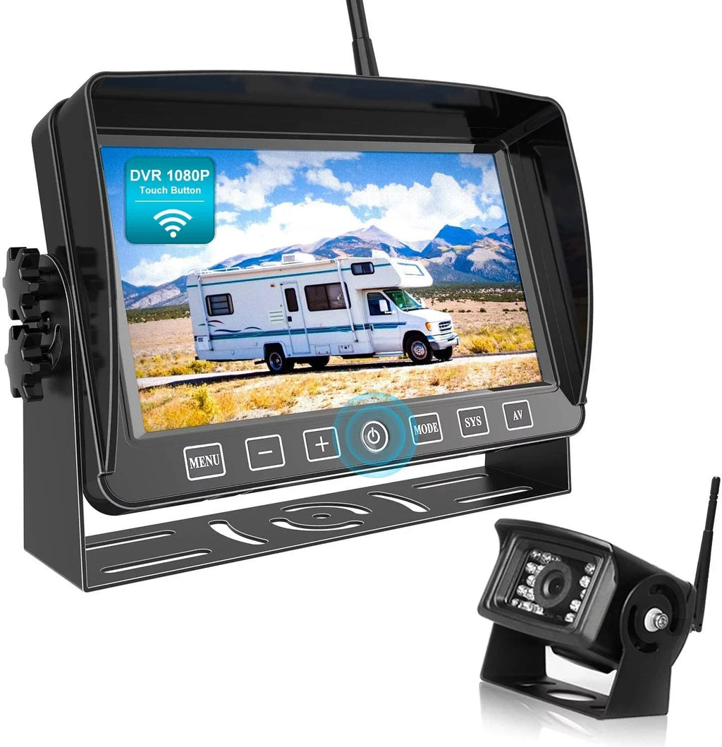RV/Trailer/Truck Waterproof 7" Touch Split Cameras, HD Cam 4 for Screen Dual/Quad Monitor Backup Parking Recording w/ IP69 Button, Supports 7-inch Fookoo 1080P Wireless Lines View (DW701) Rear Camera,