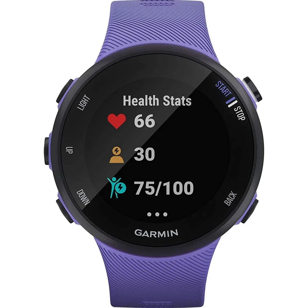 Heart 45S Fitness Daily (Refurbished) GPS Burn) Forerunner Running & Bundle Monitor (Iris) Suite Rate - Garmin (WEYV, Vibes, 010-N2156-01 Restored Wellness With Yoga Smartwatch