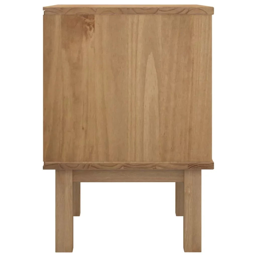Solid Brown&White Pine Htovila OTTA Wood Cabinet 18.1"x15.6"x22.4" Bedside