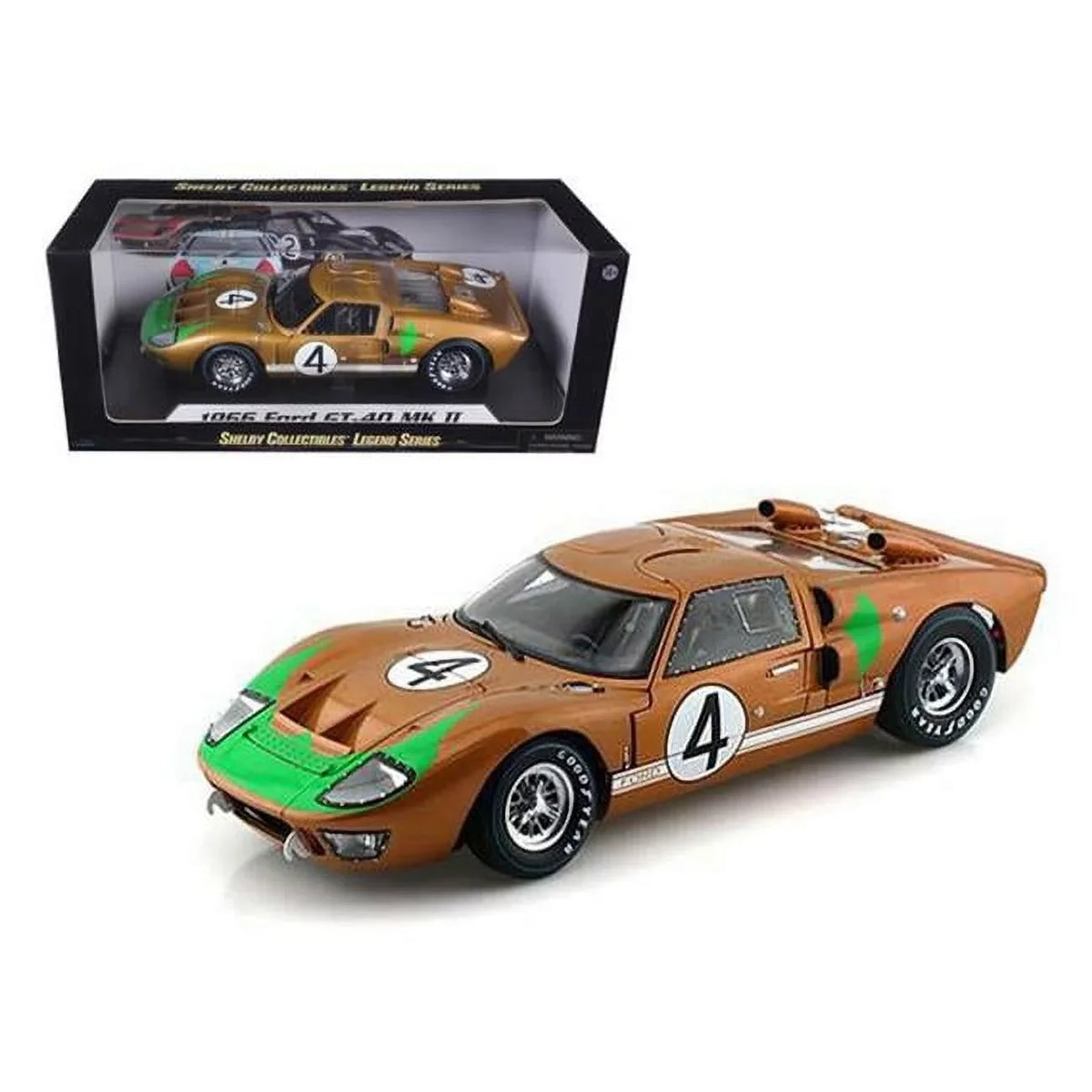 Diecast Model 2 No.4 Gold - 1-18 Gold 1-18 Ford GT-40 - Car MK 1966