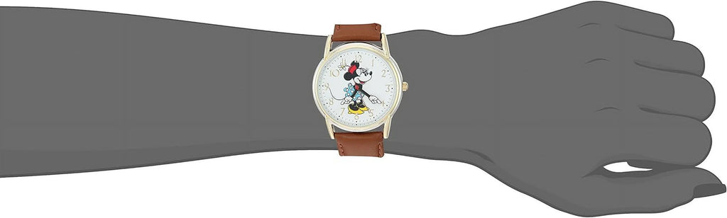 Disney Watch, Mouse Two Tone Women's Minnie Alloy Leather Cardiff W002770 Brown Strap,