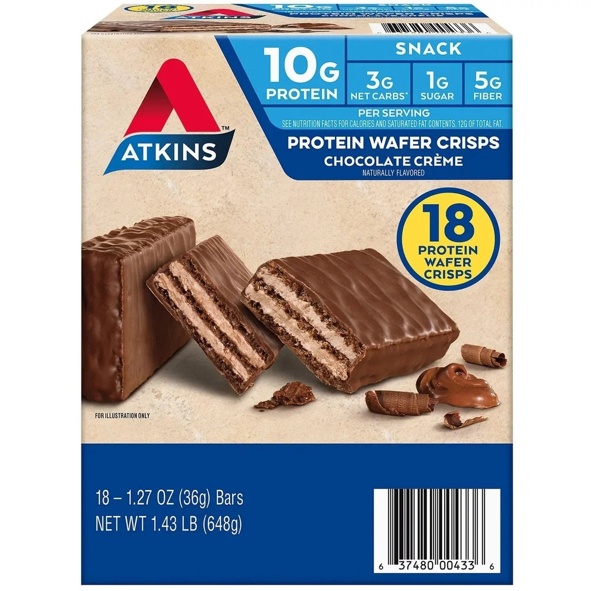 Chocolate Wafer Ounce Creme Protein (Pack Atkins Crisps 18) of 1.27