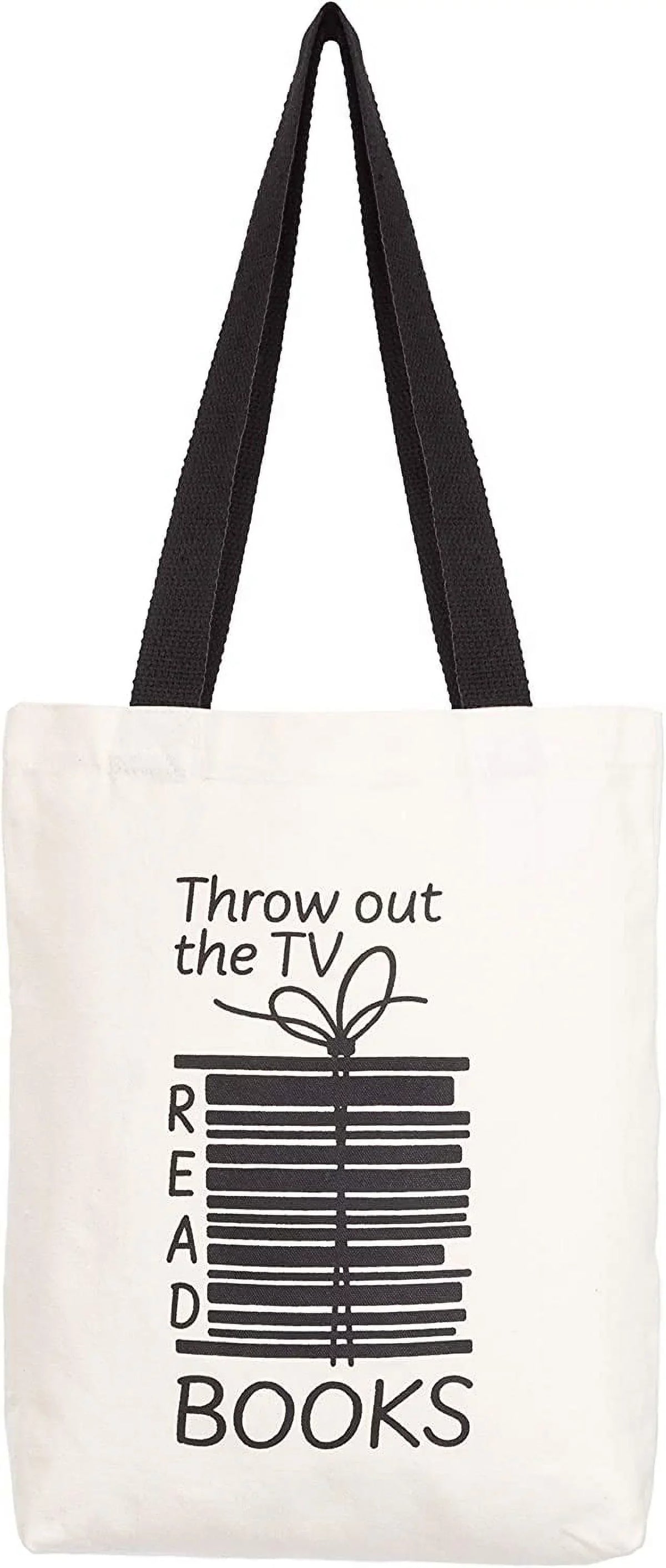12 100% Canvas Reusable Tote - Bag Women Canvas Cute & Pocket, oz Picnic Office, Black An Men, Inner Durable For Print School, With Bags Design For Books Handles Max Cotton Fun Miller Multi-functional