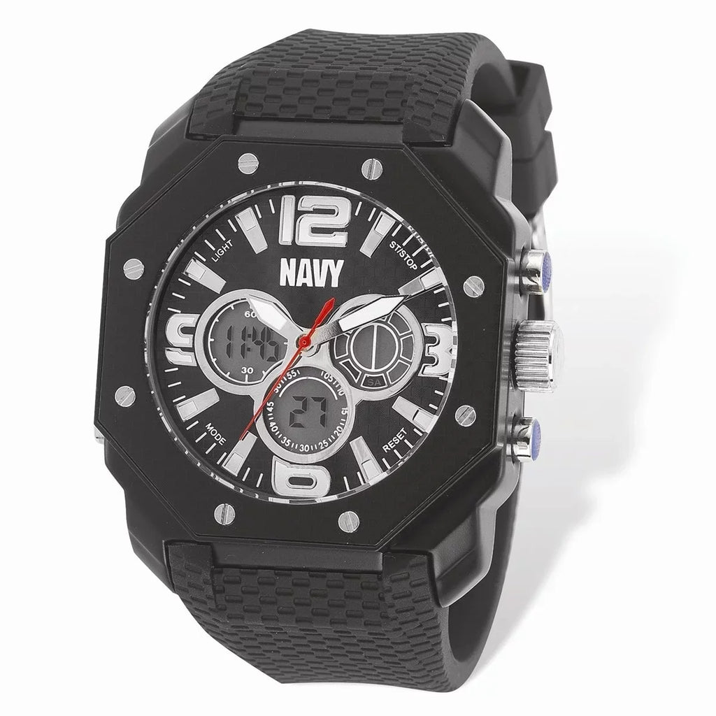 Blk Rubber C28 Dial Watch, Navy Blk Strap US &