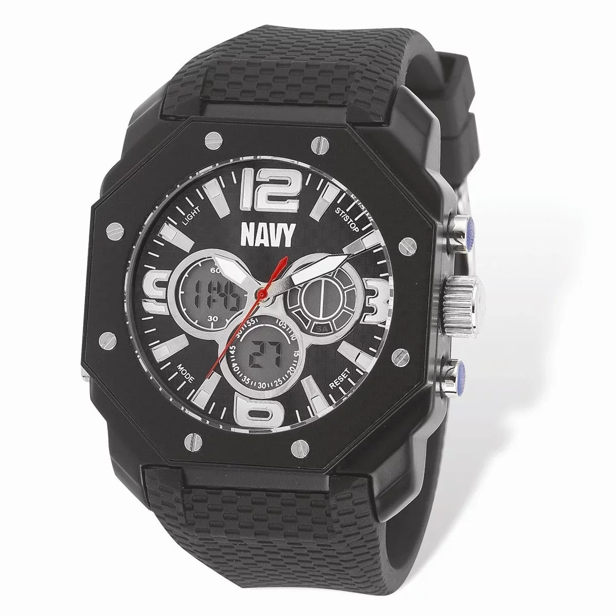 Blk Rubber C28 Dial Watch, Navy Blk Strap US &