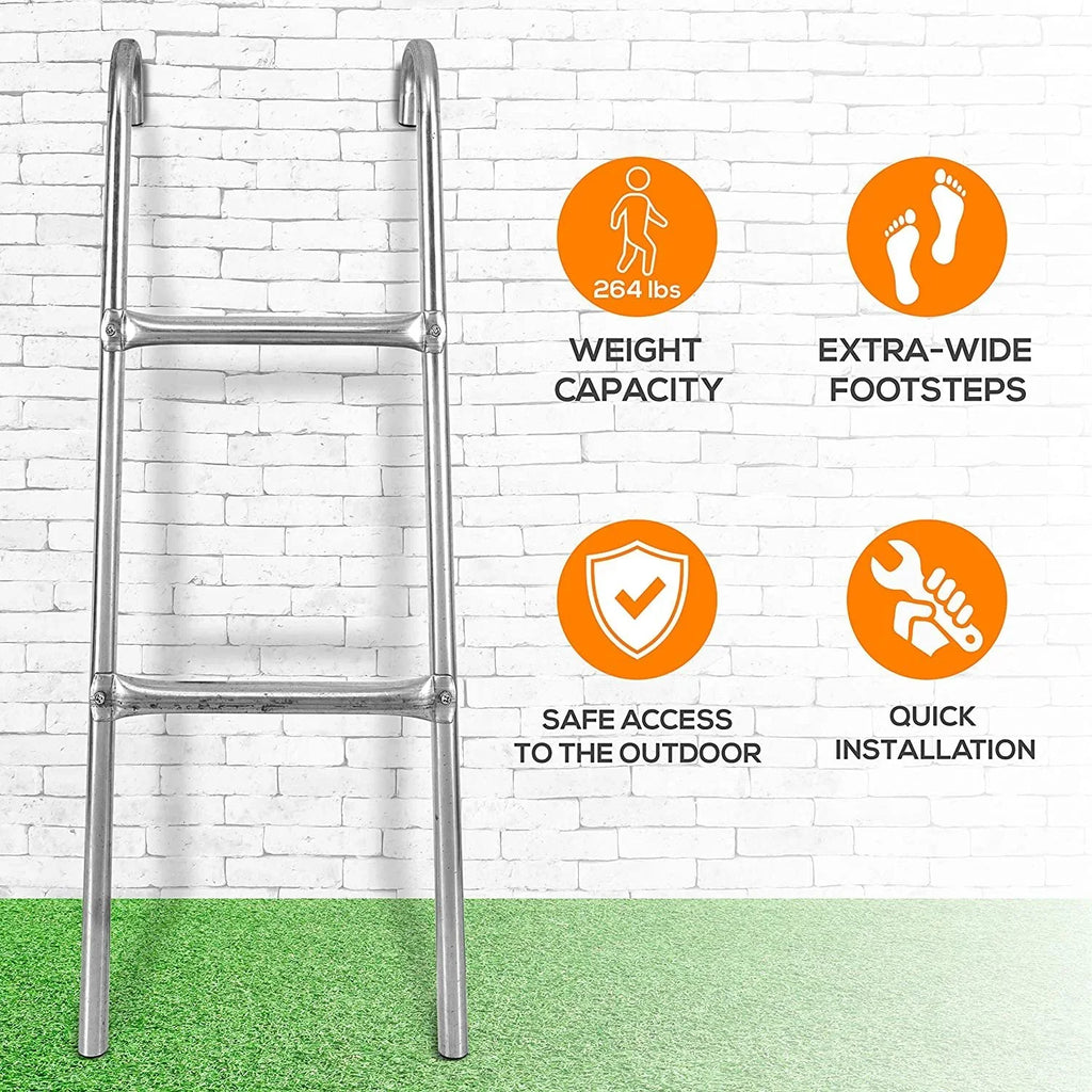 Trampoline Weather Galvanized Steel Resistant SereneLife Ladder 2 Climbing inch. 4.7 Step Access -