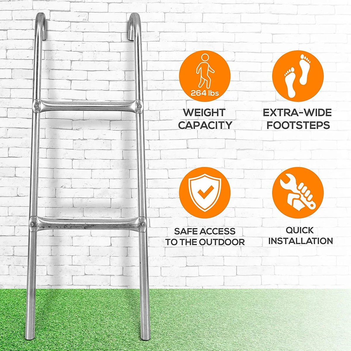 Trampoline Weather Galvanized Steel Resistant SereneLife Ladder 2 Climbing inch. 4.7 Step Access -