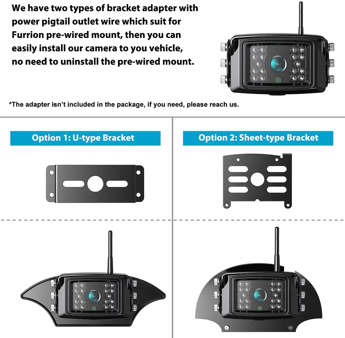 RV/Trailer/Truck Waterproof 7" Touch Split Cameras, HD Cam 4 for Screen Dual/Quad Monitor Backup Parking Recording w/ IP69 Button, Supports 7-inch Fookoo 1080P Wireless Lines View (DW701) Rear Camera,