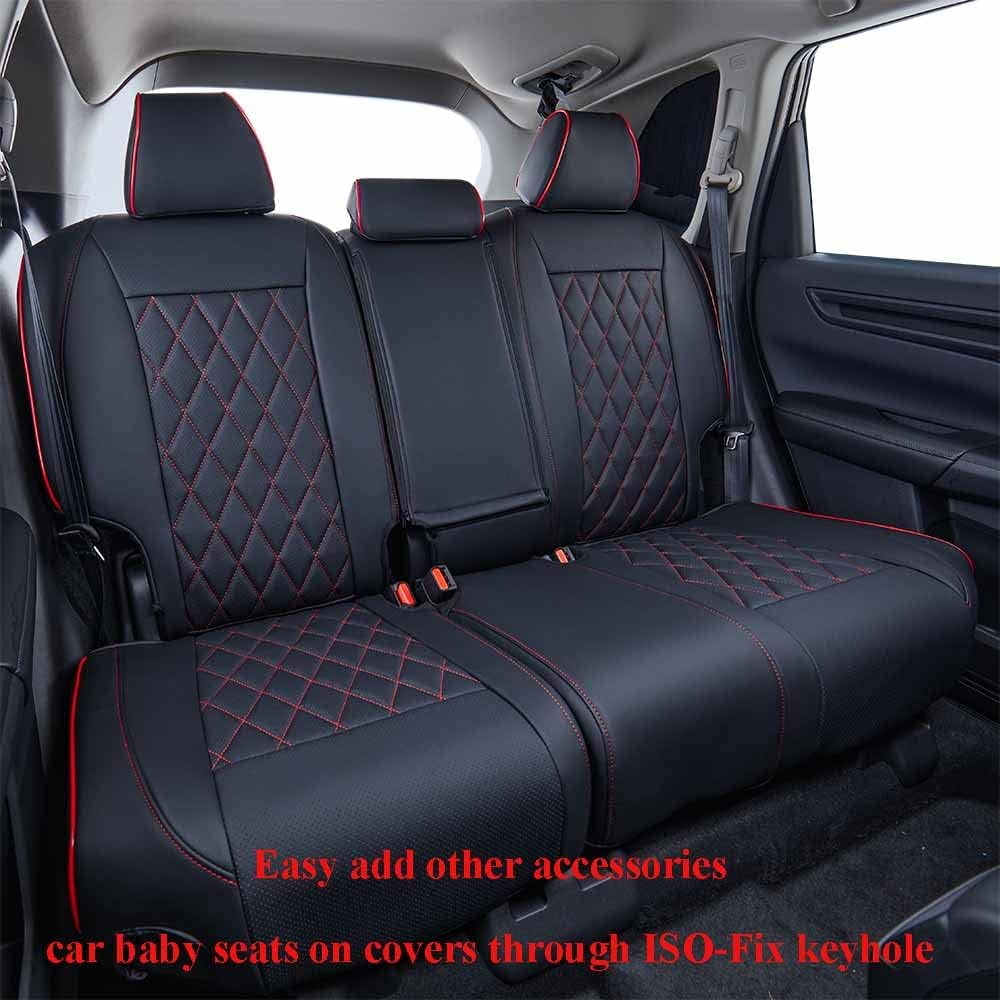 Leatherette(Black 2019 Set 2022 Custom Full HRV Car for 2021 EKR Sport,EX,EXL,Touring Honda - with Piping) HRV 2020 Fit Red Seat Covers