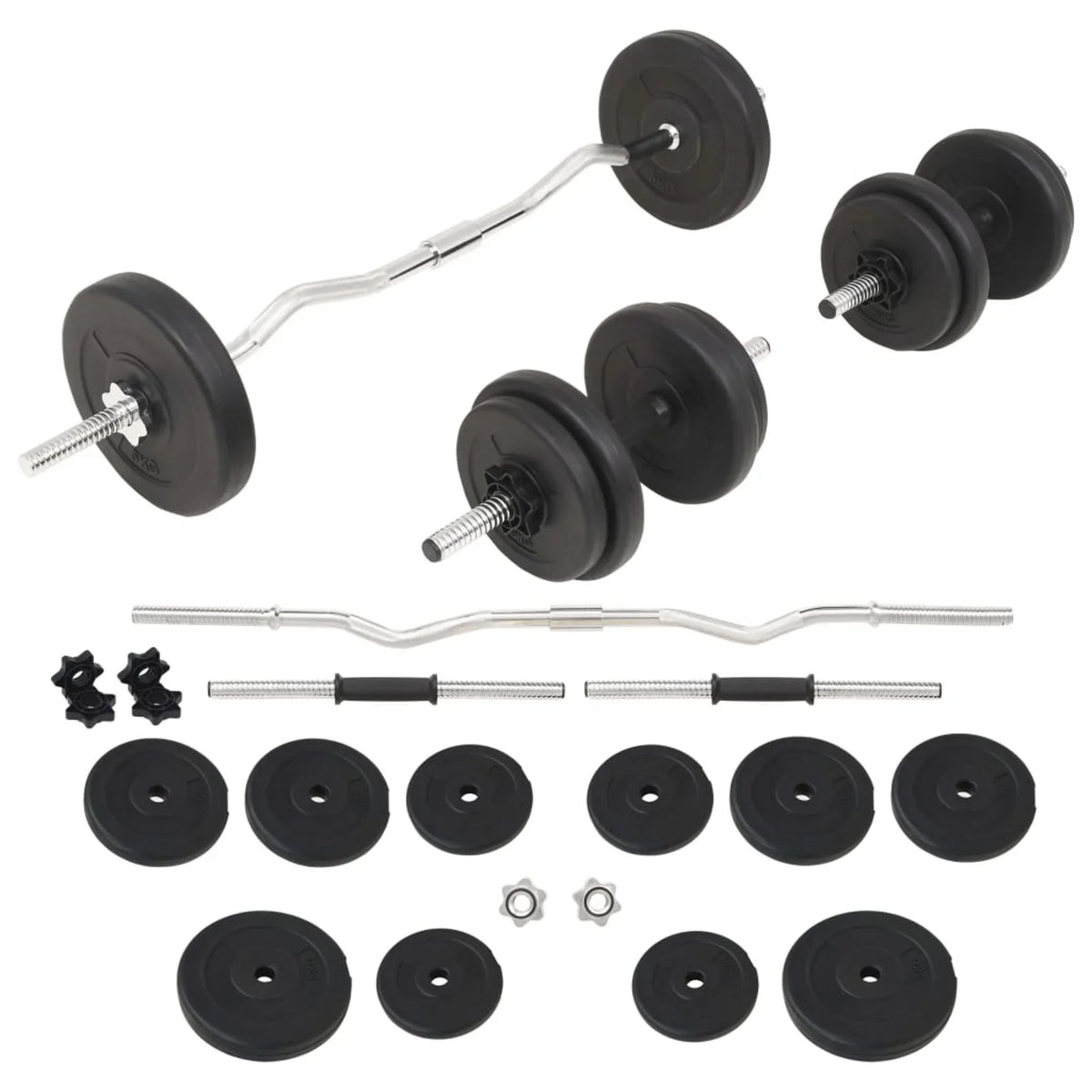 Gym Bars Training, 66.1 Strength Plates Weight lb for Set Weightlifting, Barbell Fitness, and with Dumbbell Home Bodybuilding, moobody