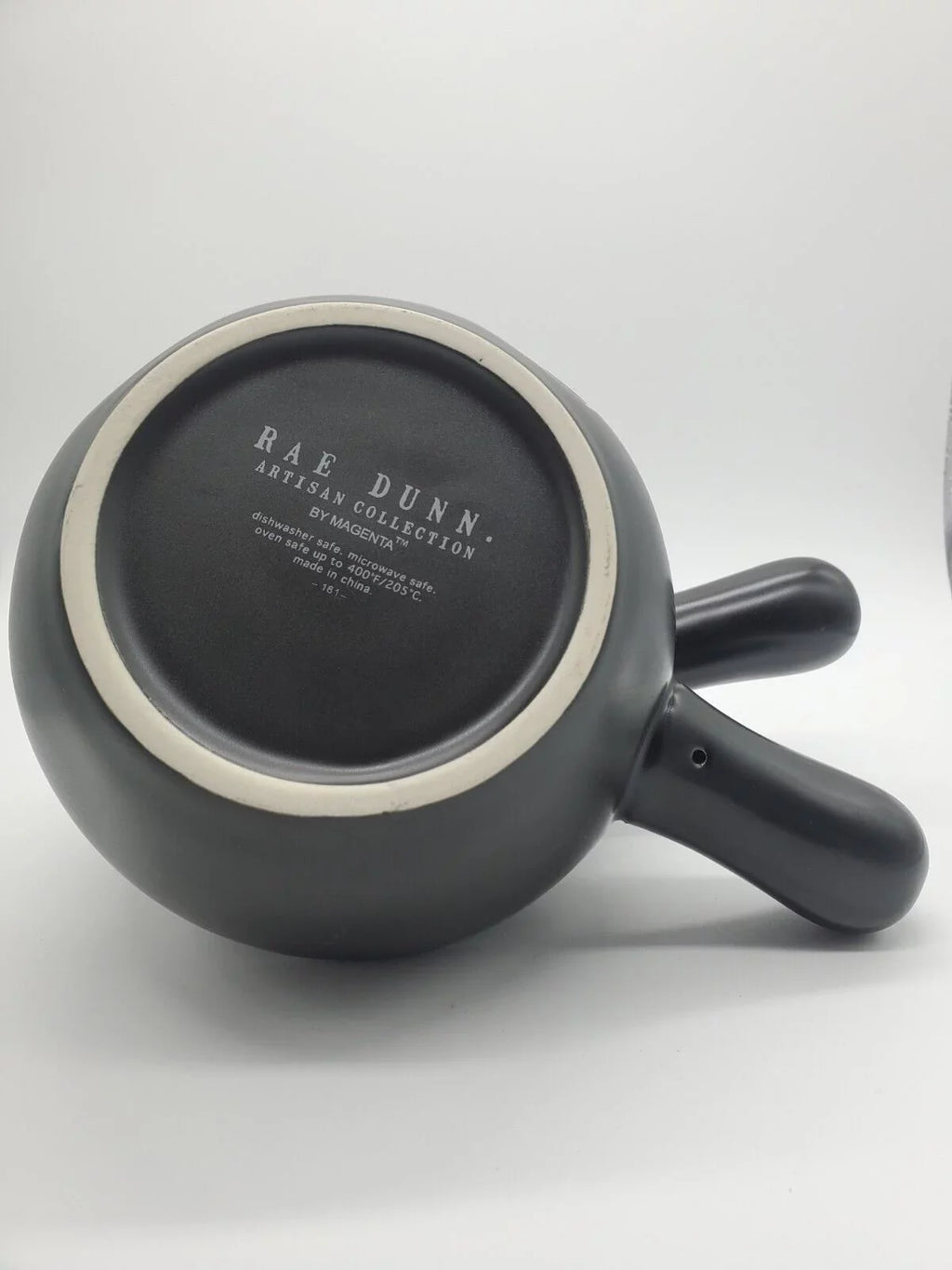 Handled Dunn White Rae with Black Letters Bowl LL CHILI Ceramic