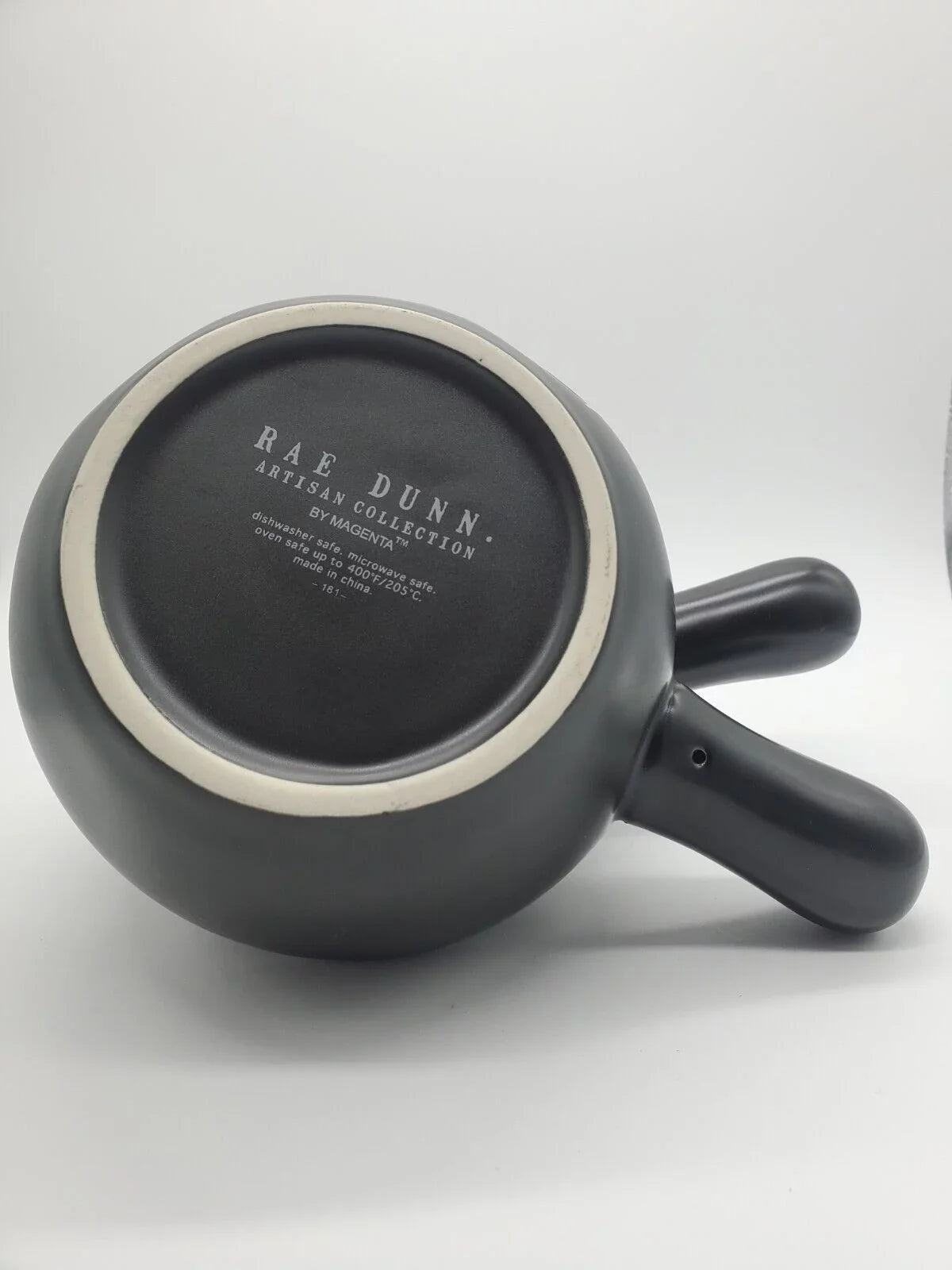 Handled Dunn White Rae with Black Letters Bowl LL CHILI Ceramic