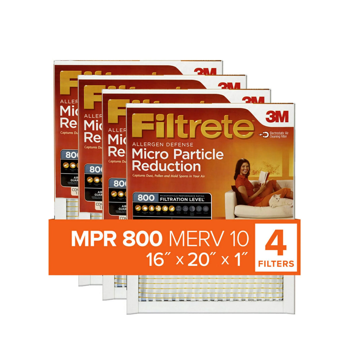 MERV 4 800 Micro Filtrete 16x20x1, MPR, HVAC Filters Reduction Particle Furnace Filter, 10, Air