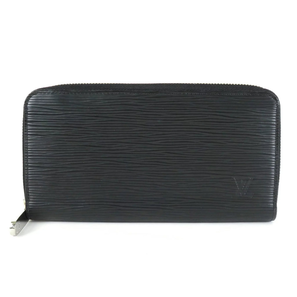 Pre-Owned Round VUITTON (Good) Leather Louis Vuitton LOUIS Zipper Long Zippy Wallet Silver Unisex Epi Black