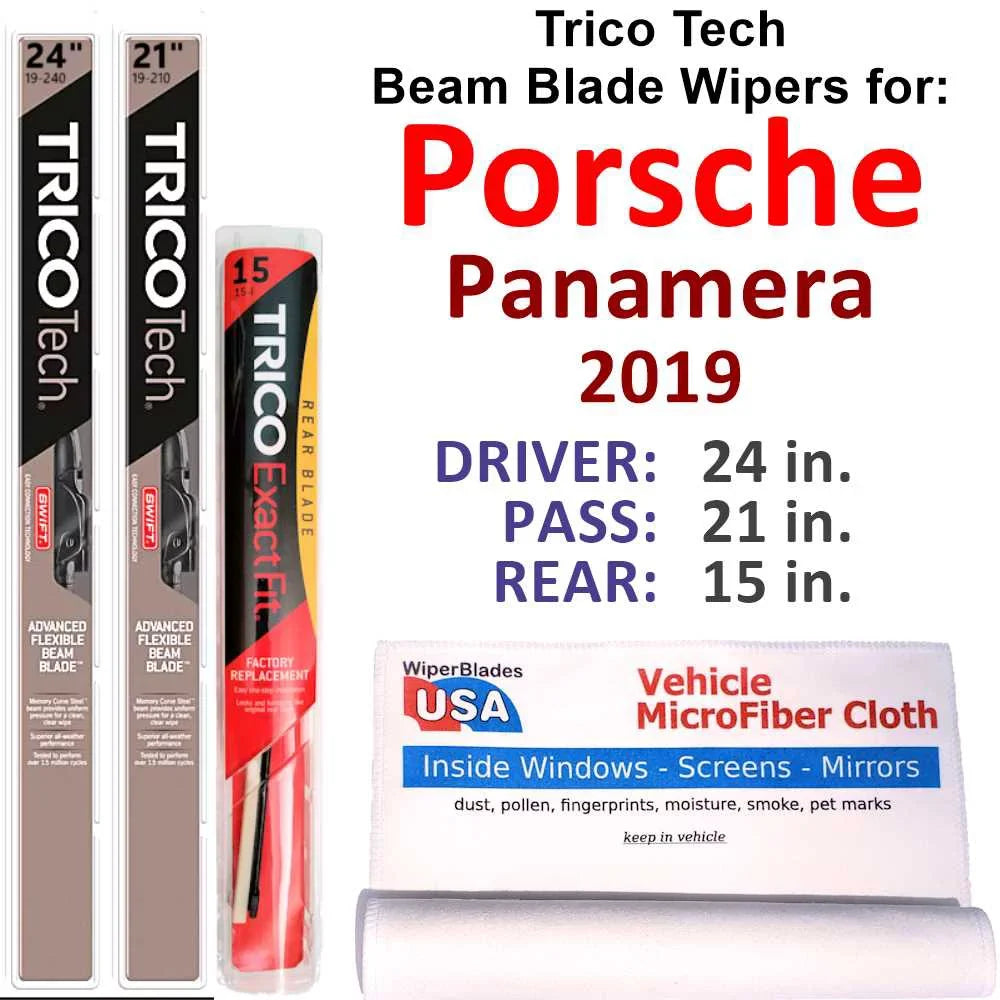 Turbo (Set Beam Wipers Wiper 3) Sport Turismo Porsche of Panamera Blade w/Rear 2019