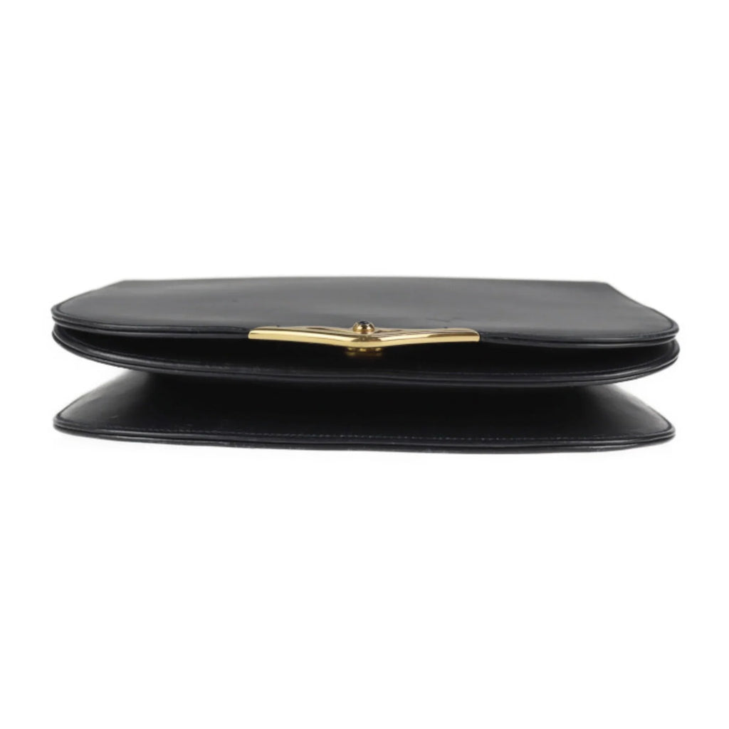 Pre-Owned line calf navy Cartier bag (Good) shoulder 2WAY dark CARTIER clutch leather sapphire