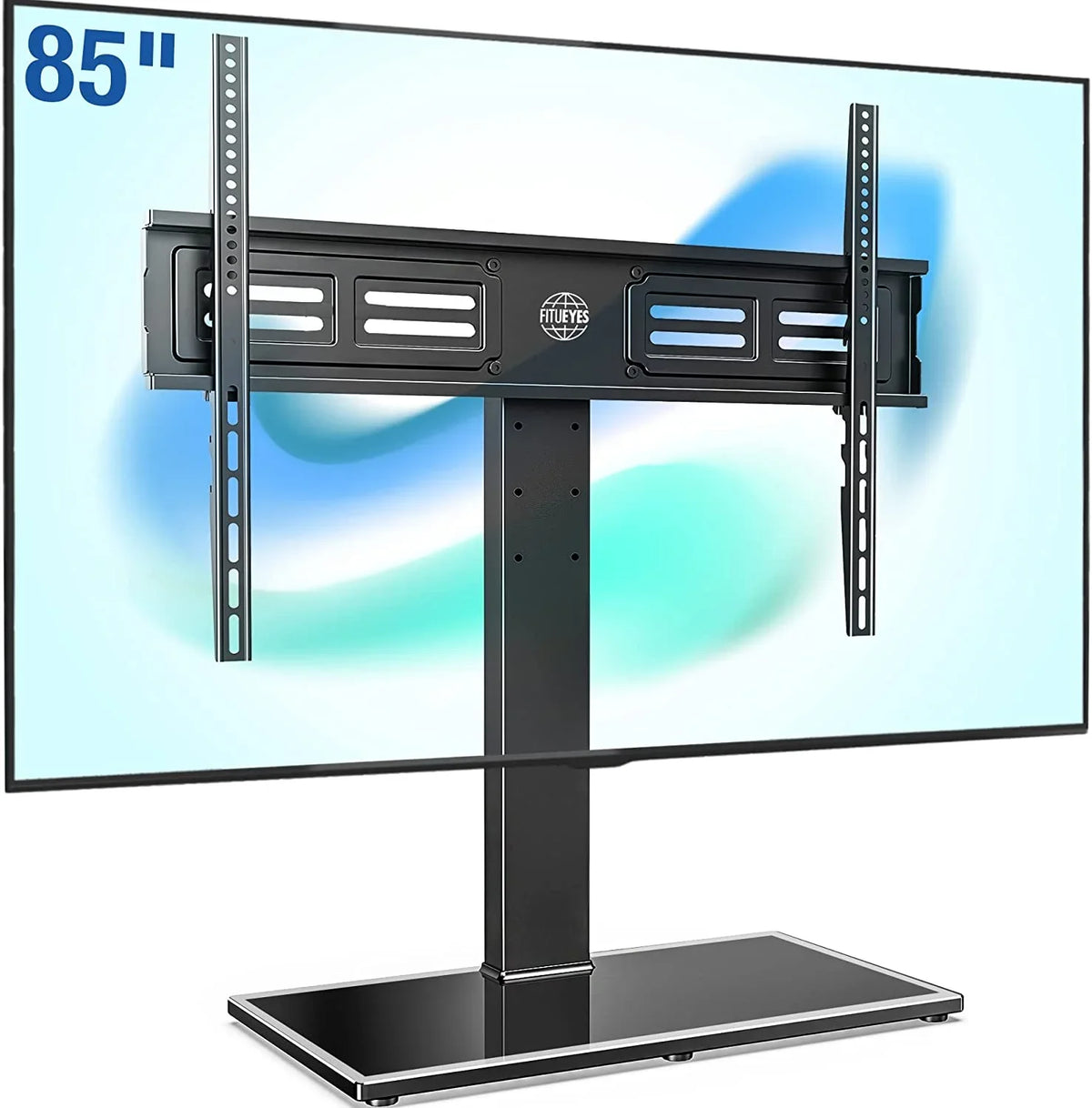 100 up Mount Degree Tabletop 50 with HBBOOMLIFE for 143 Holds Tempered TV Stand/Base Flat 4 lb to to TV Swivel Glass inch Level Height Swivel Screen 85 Base Universal TV Adjustable Stand