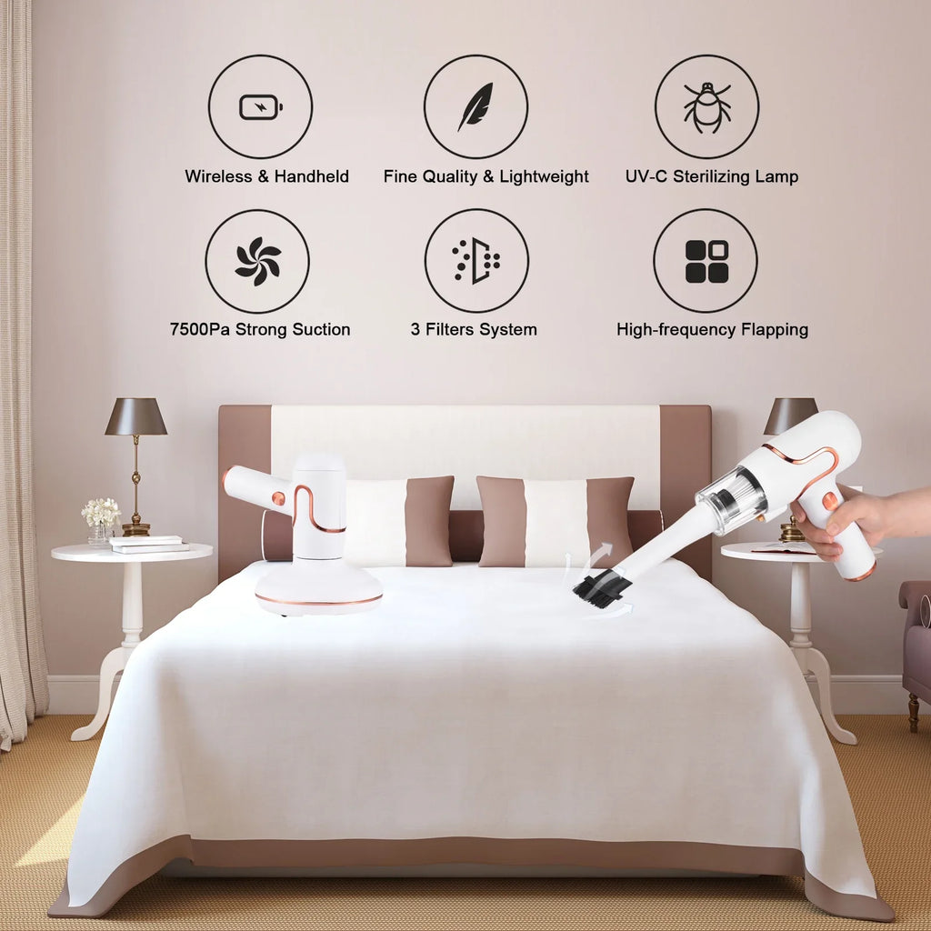 Removal Mattress Cleaner Sofa Dust Carpets Strong Mint for Suction Handdeld Anself Hair 8000 Lamp Pet Bed Timesmin Cleaning Couch Deep Machine