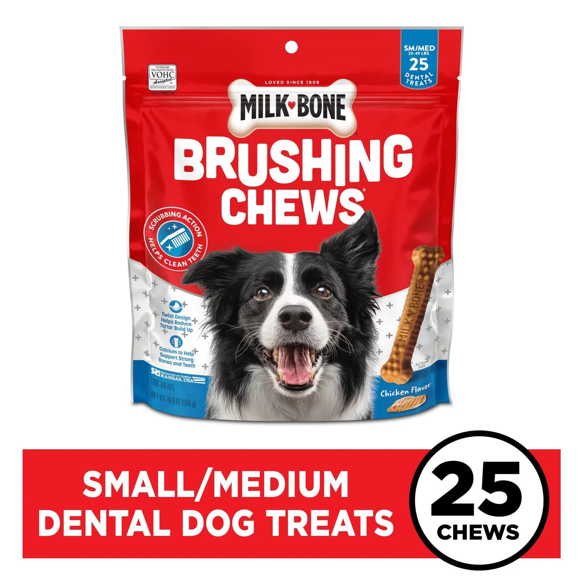 25 Daily Dog Oz. Brushing Small/Medium, Bones 19.6 Bag, Per Milk-Bone Treats, Dental Bag Chews