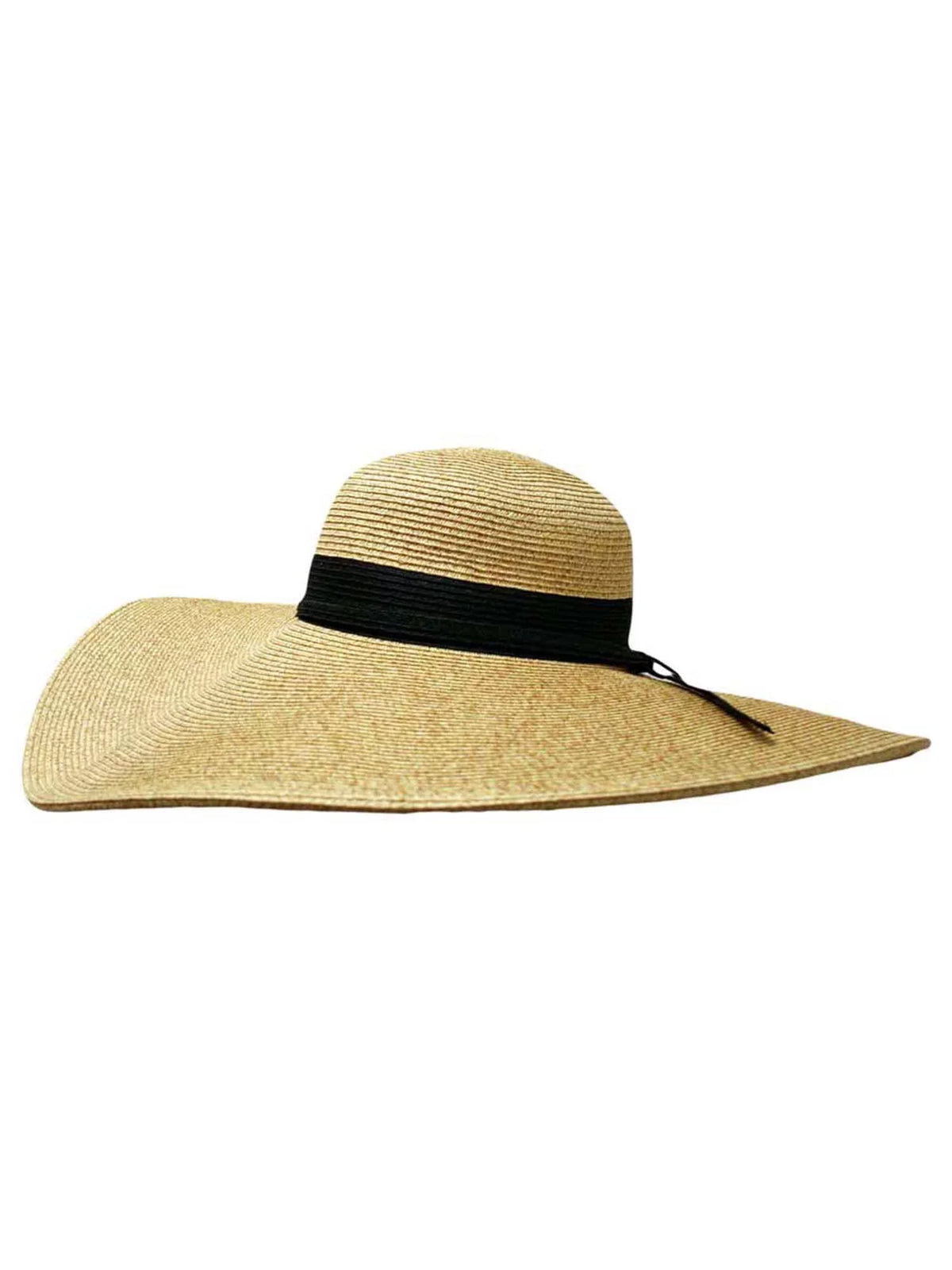 Hat Wide Natural Floppy With Band Hat Black Ribbon Brim