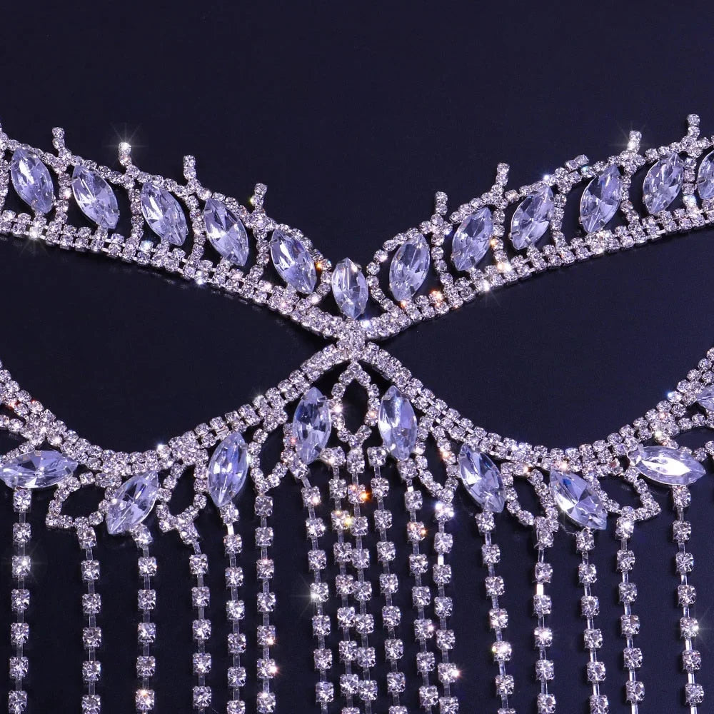 Face Mask Mask Masquerade Jewelry Halloween Women Mask Rhinestone Face Crystal Chain Face Tassel