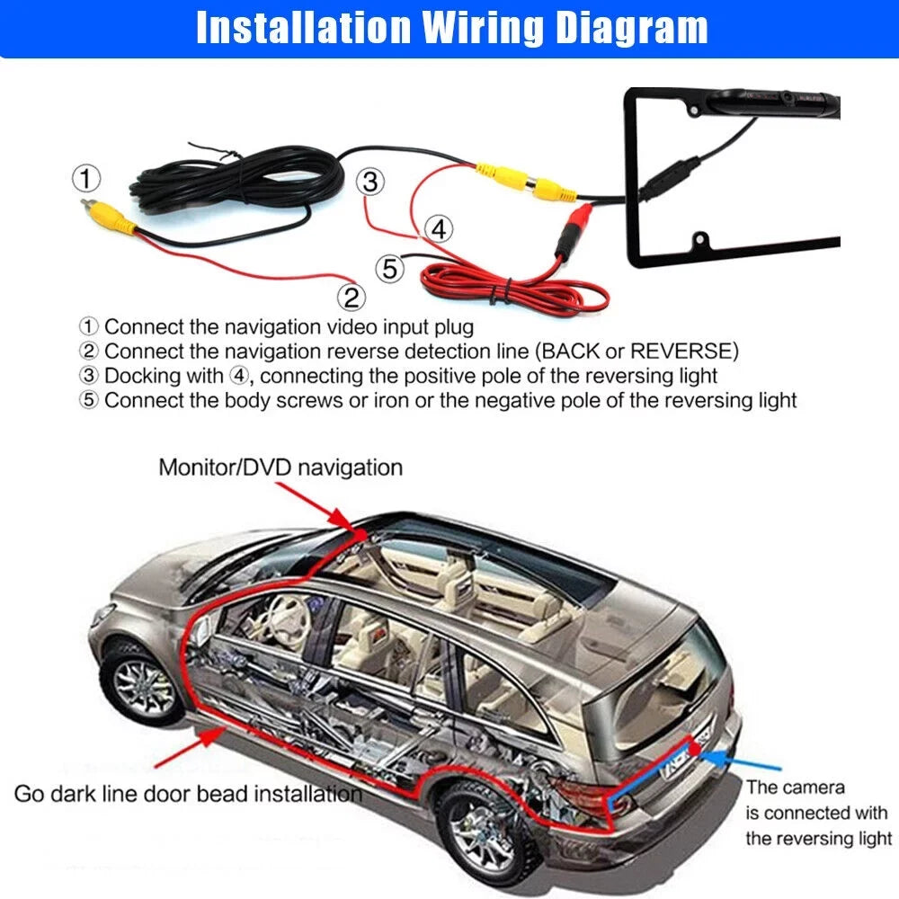 with Night - Camera Rear View License Frame Plate Backup Car Vision