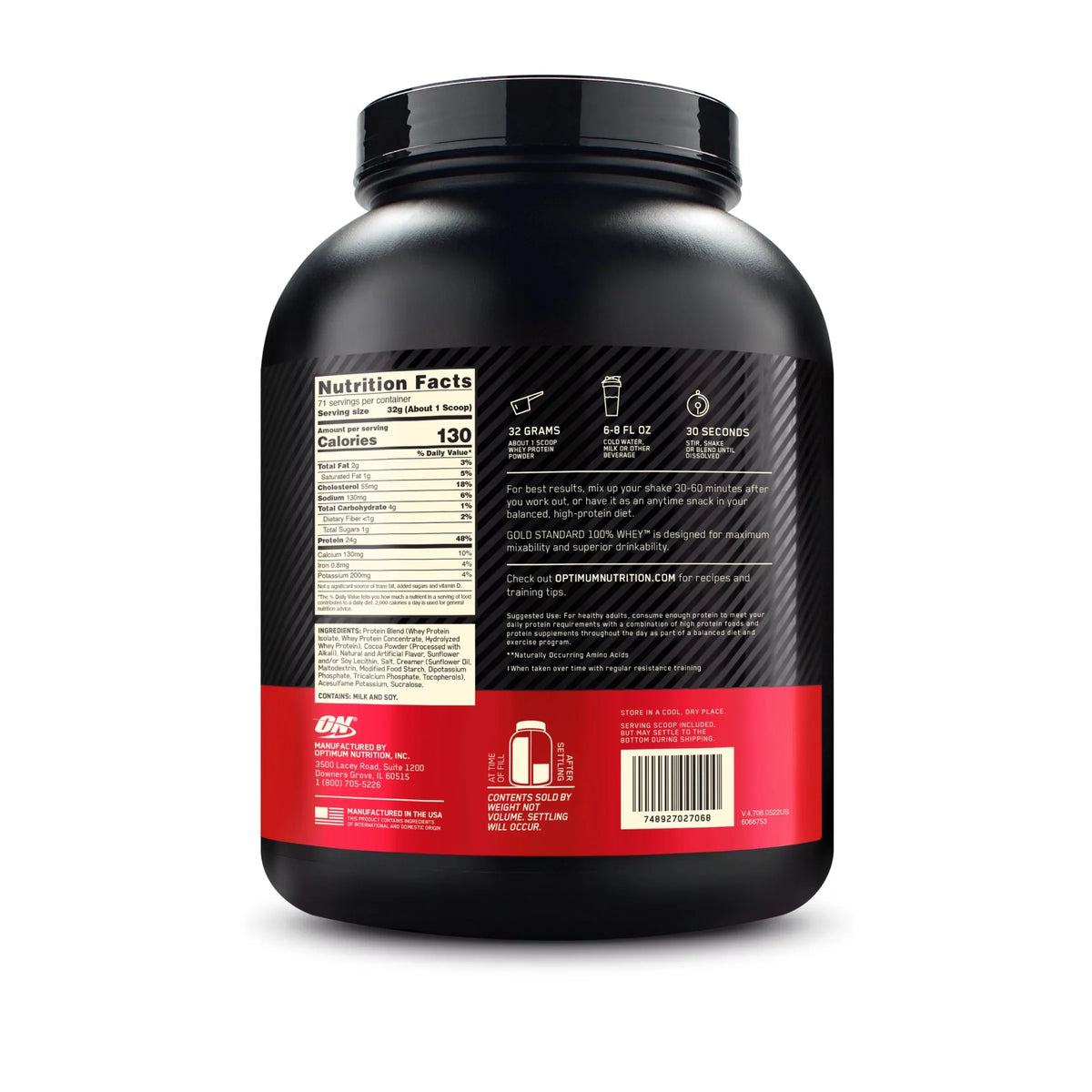 lb, Protein Chocolate Standard Coconut, Whey Powder, Nutrition, Gold Servings 100% 5 Optimum 71