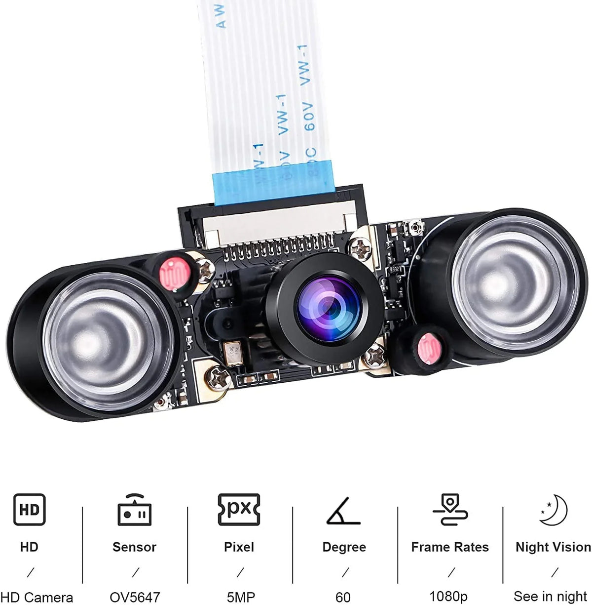 Compatible Night OV5647 Adjustable-Focus Video Camera Camera Vision 5MP Raspberry 4 Webcam 1080p Module Pi