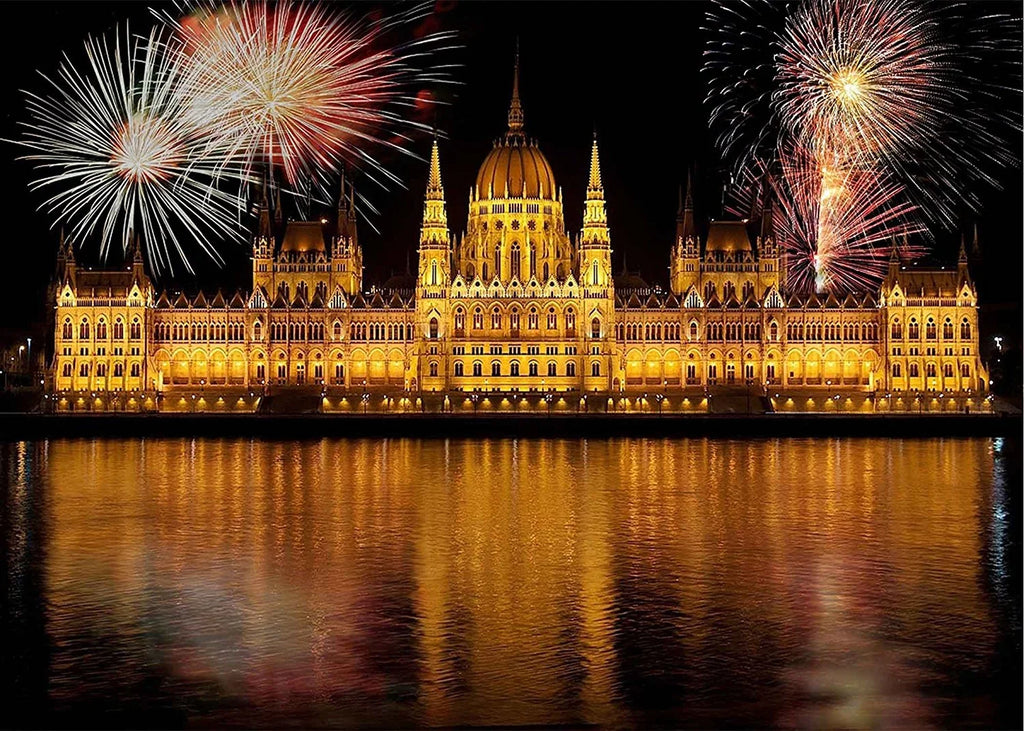 Bloom City Background Party Water Fireworks Photo The Illuminate The 7x5ft Castle Lights of Night Props MOHome River View Backdrop Booth Studio Background