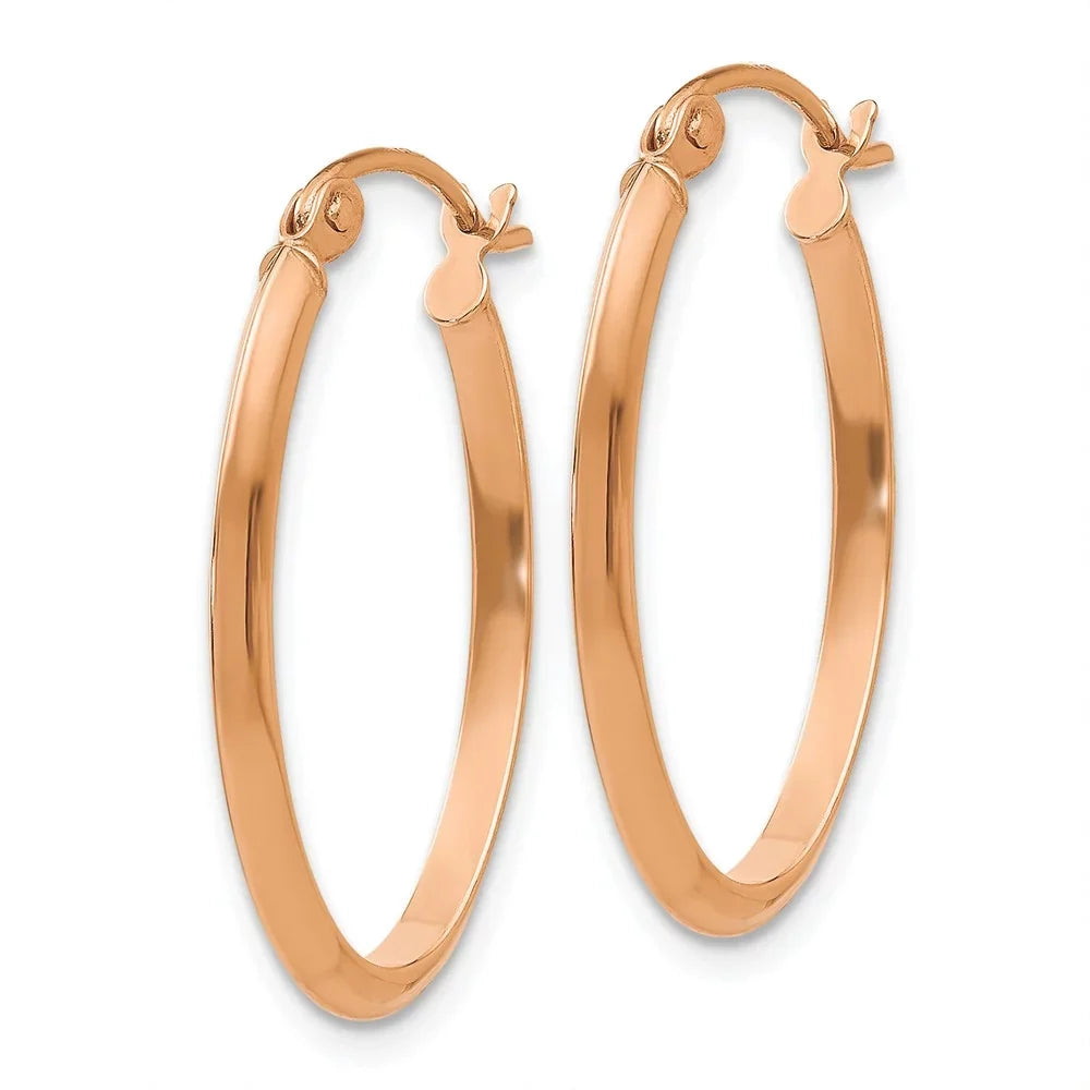 Real for Tube Women Rose 14kt Adults and Men Oval for Earrings; Gold and Polished Teens;
