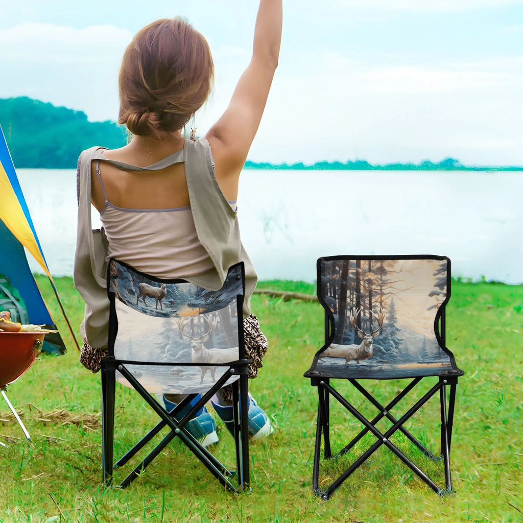 Deer Portable Camping Small Kids with for Chair Winter Forest Chair Outdoor Beach Folding Chair Chair Lawn in Carry Fishing Bag