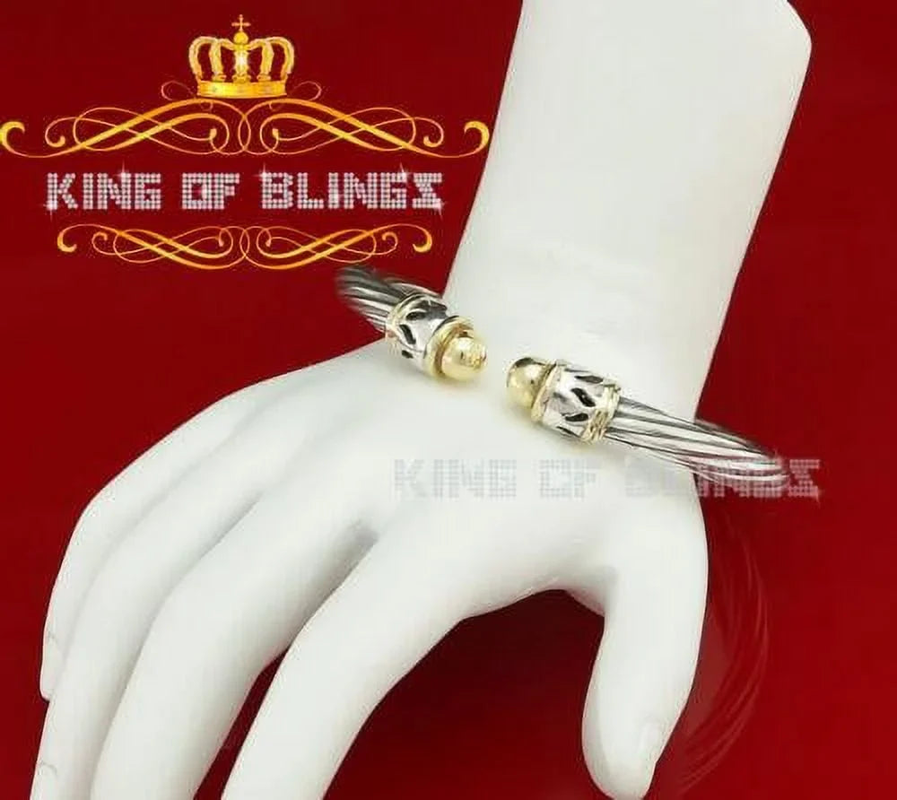 Cubic Stones for Of Zirconia Bangle Men/Womens Silver Inch King 7 Bling's Fashion Round