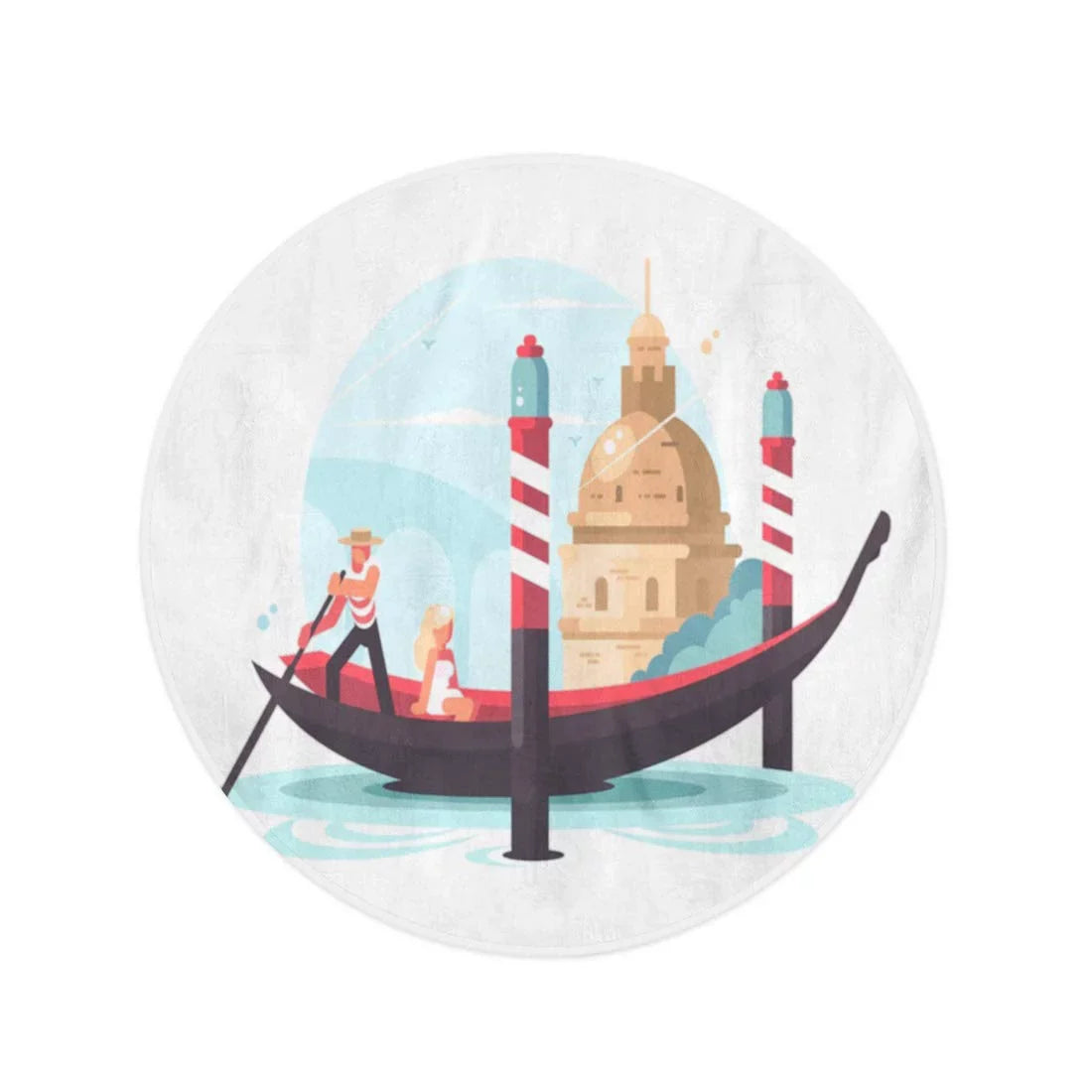 Round Mat Gondolier 60 Gondola in Circular Tapestry inch Circle Transports Travel Italy KDAGR Woman Beach Towels Boat Blanket Flat Beach Towel Venice Throw
