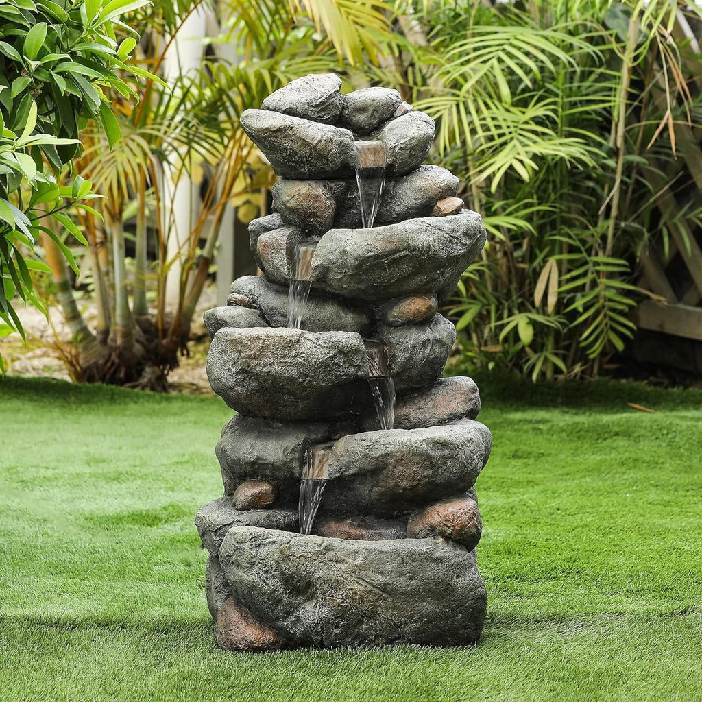 Fountain Garden Courtyard Outdoor Cascading Rock Floor For 4 Fountain Fountain, Waterfall Layer Backyard Decorative Resin Stacked