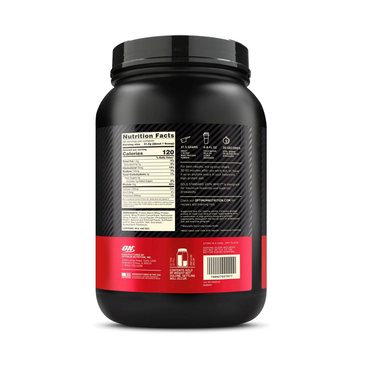 Standard 28 100% Gold Rocky Powder, Whey 2 Protein Servings Nutrition, lb, Optimum Road,