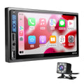 Complimentary Radio Multimedia 7 Link Double Din Screen with Camera Backup - Stereo Corehan Inch Car Carplay, Apple Compatiable Touch IPS with Bluetooth Car Player Mirror Auto, Android