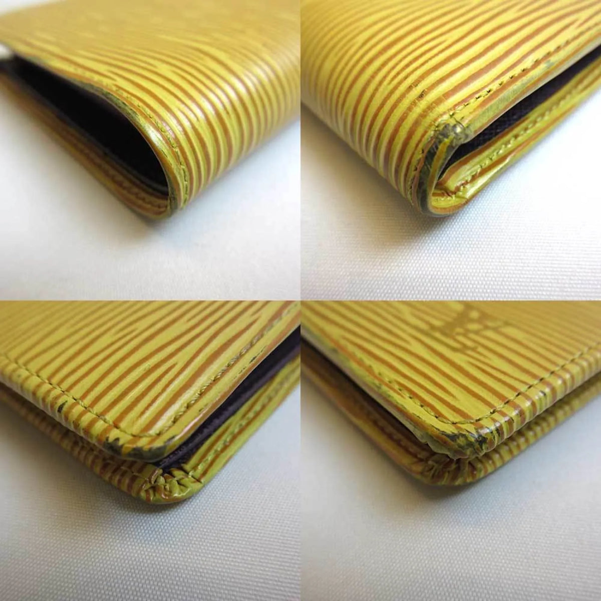 (Good) Vuitton Credit Ladies Folded Wallet M63549 Louis Tassili Mini Cult Epi Pre-Owned Yellow Portobier Square