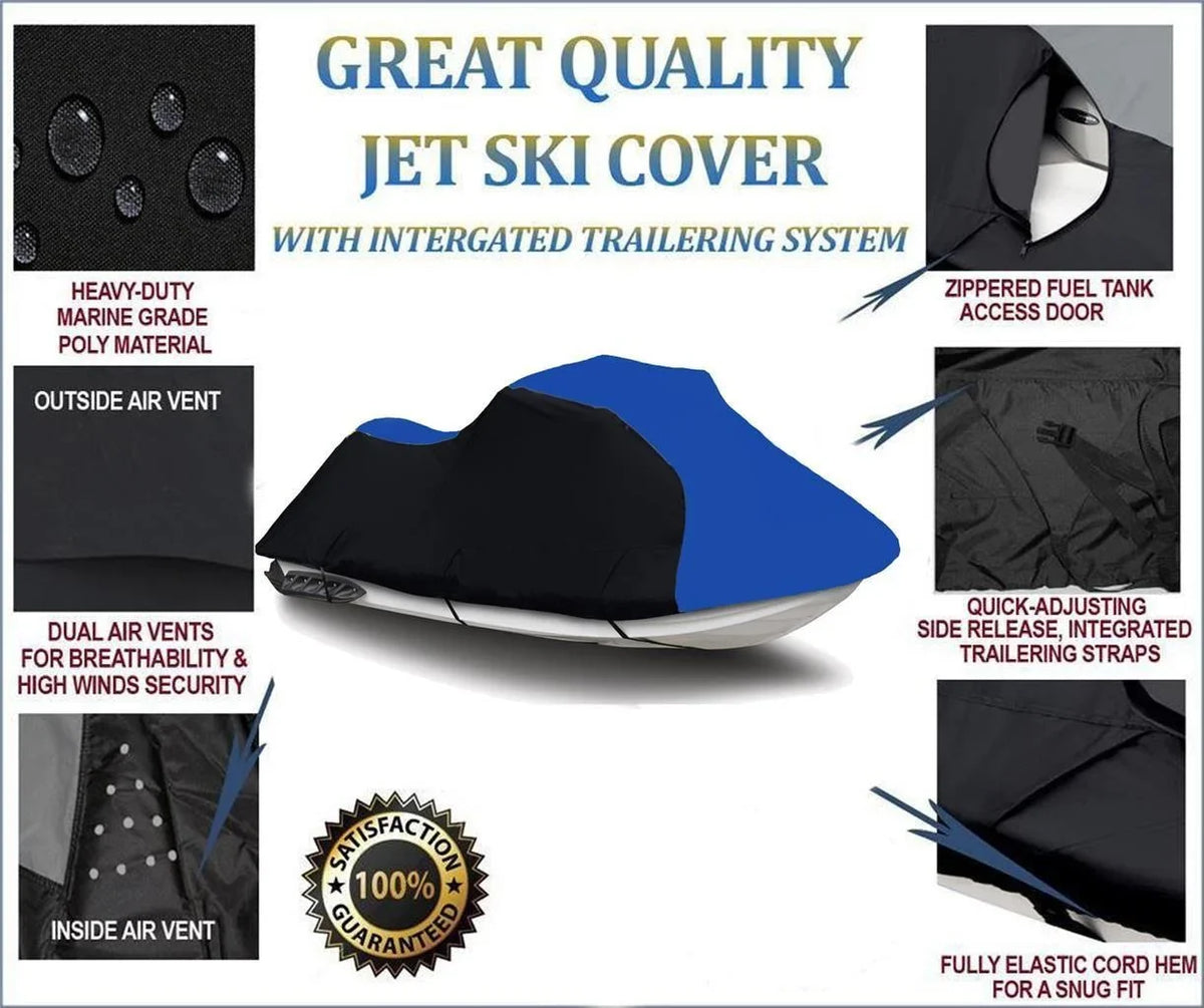 600 DENIER Jet 2022 2018 2009 LX 2008 for 2012 / 2020 2007 2019 Cover BLACK 2011 BLUE 2010 2021 2015 2016 Compatible 2013 Kawasaki Ultra 2017 Cover HEAVY-DUTY, Ski Watercraft 14