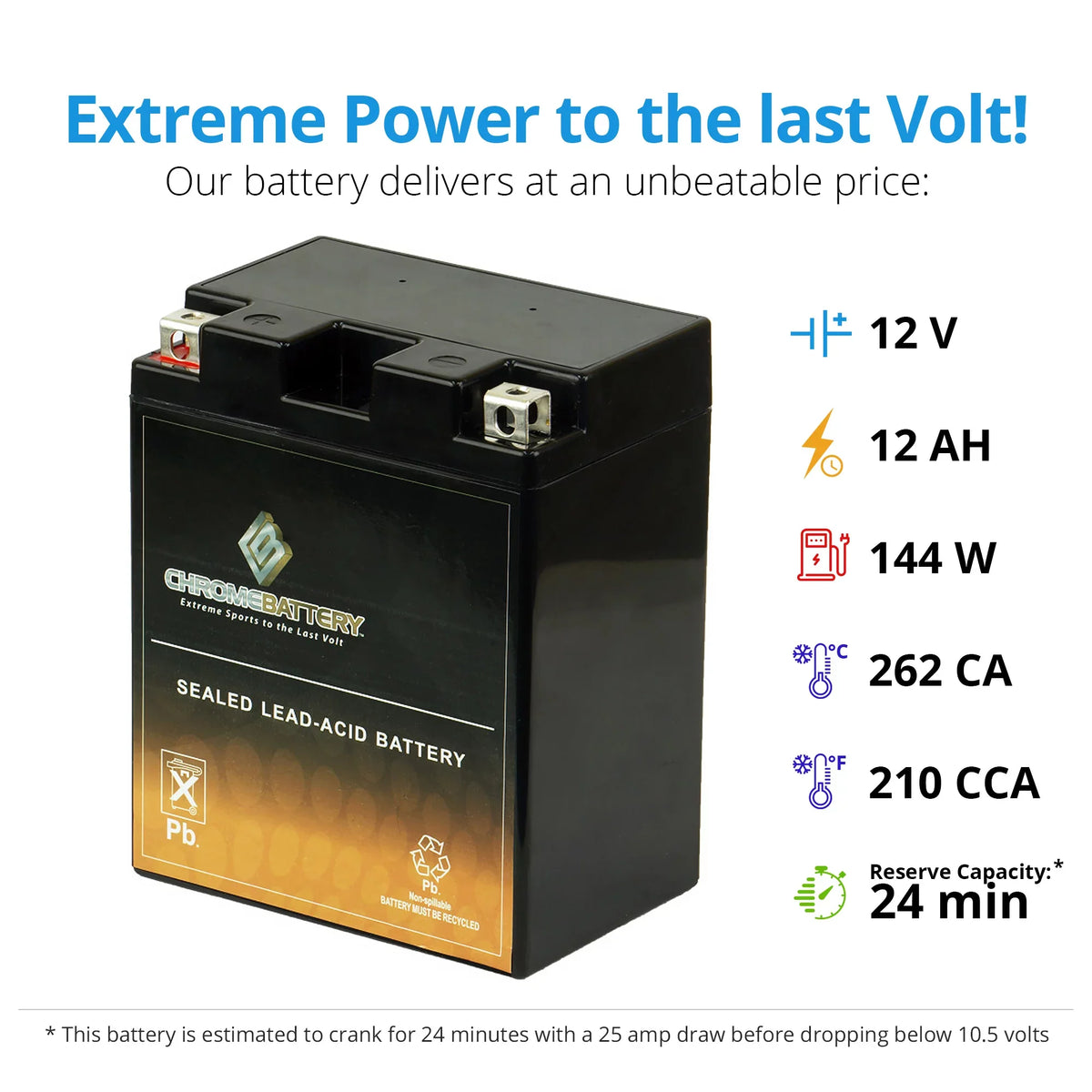 360cc (14AH-BS 2009 CCA) 12 Chrome Battery Ah, Kawasaki Battery 210 Atv Kvf360 for Prairie YTX14AH-BS Volt,12