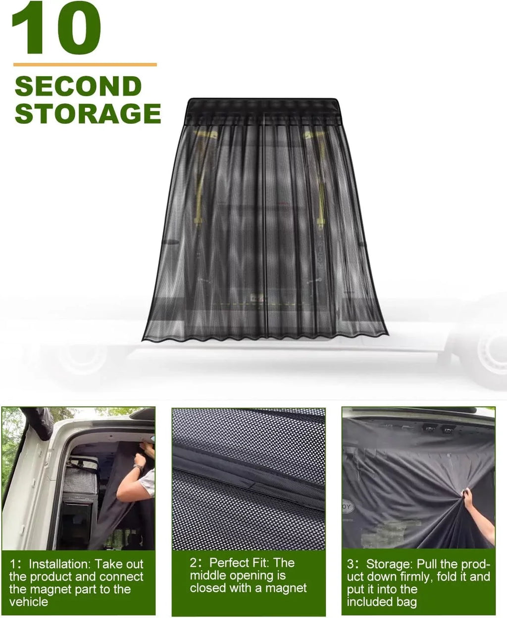 Side (Magnetic Transit, Camping Roof, for and Sliding Screen Sprinter High Promaster, Ford ELITEWILL Mercedes Benz Van Bug Vehicles Mid Suction) Door Other Suitable and