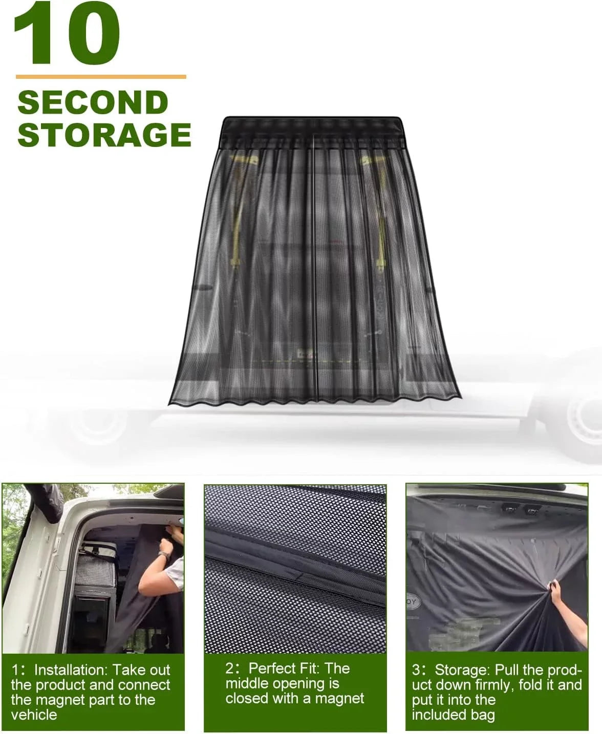 Side (Magnetic Transit, Camping Roof, for and Sliding Screen Sprinter High Promaster, Ford ELITEWILL Mercedes Benz Van Bug Vehicles Mid Suction) Door Other Suitable and