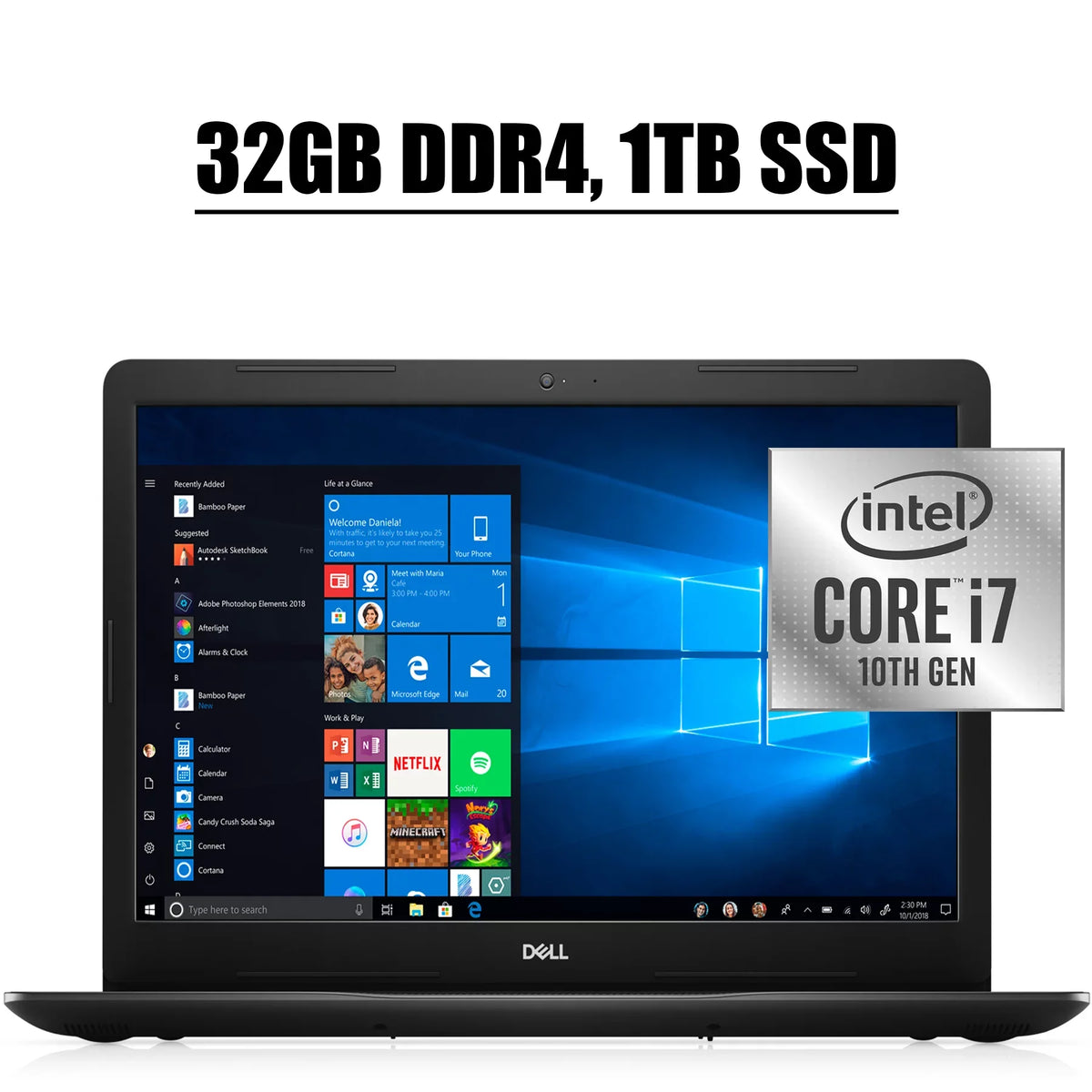 I 1TB HD Full I USB-C SSD Quad-Core 17 inch 3000 HDMI Computer 32GB 3793 17.3 Gen WiFi Win i7-1065G7 Display I Premium 10th 2020 Intel I Inspiron Dell Laptop WLED 10 DDR4