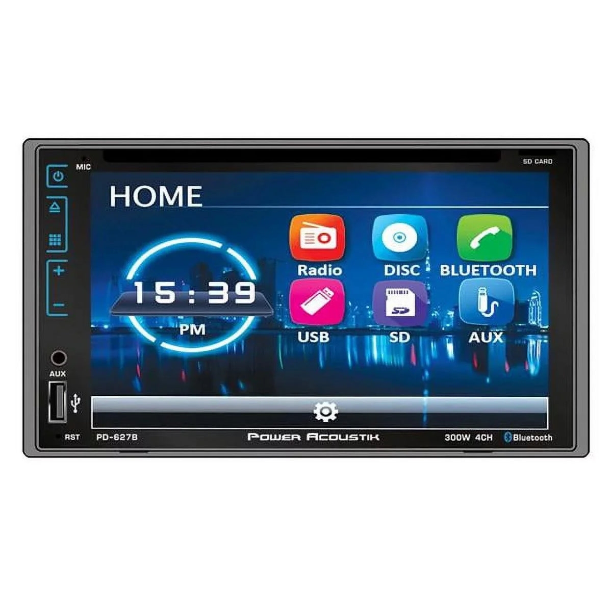 PD-627B Acoustik Player Digital Double DIN Media DVD, Bluetooth w/ Power