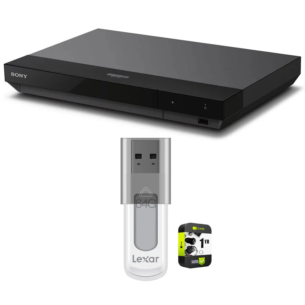 JumpDrive Audio Protection USB Flash 64GB S50 UHD Year and Hi-Res Network Bundle Lexar Black Disc Drive 4K with Plan 2.0 HDR Extended Blu-ray Sony Player UBP-X700/M Includes 1