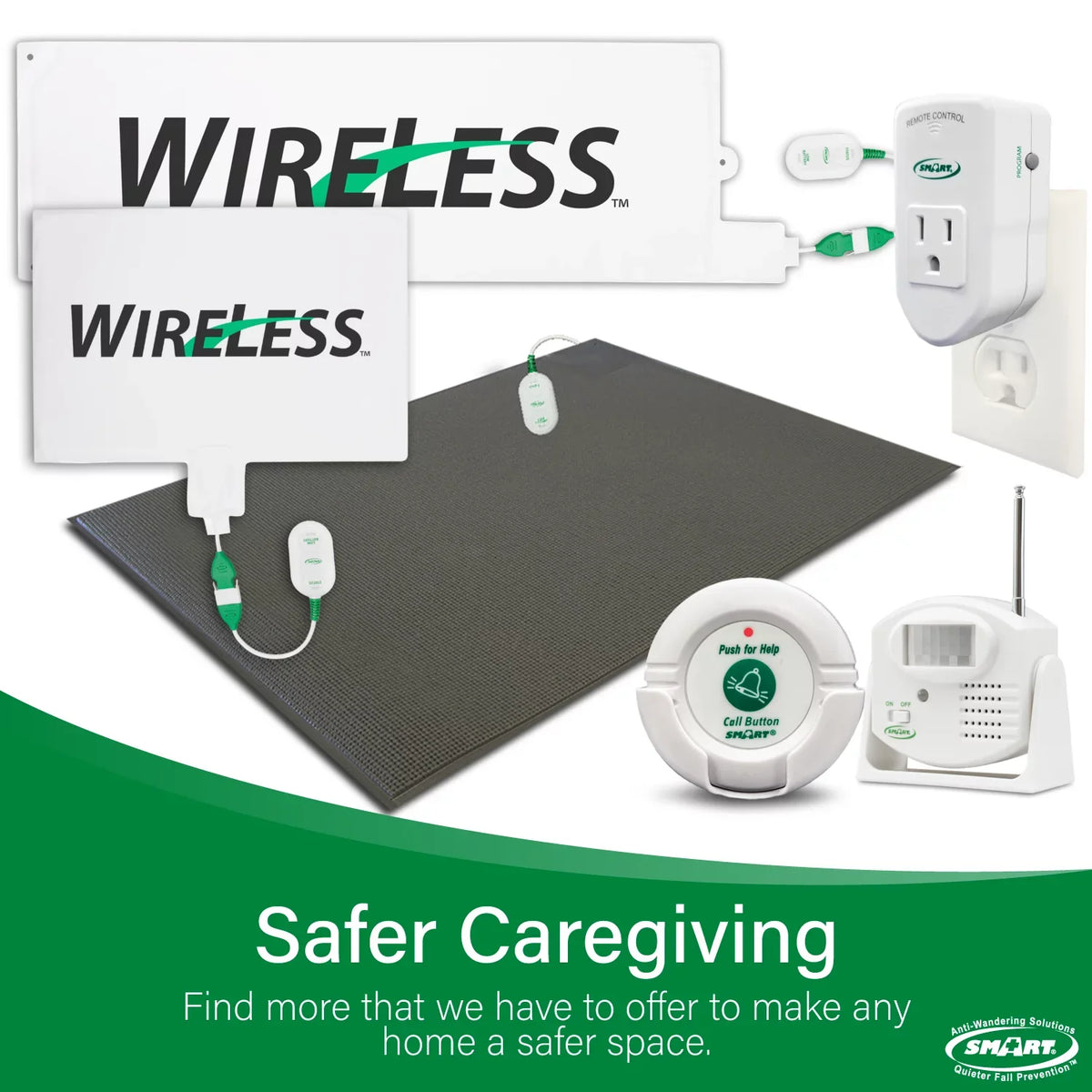 Fall Alarm Alerts Pager to Bed Prevention Sensor Pad with Pad Caregiver | x Alarm for Medical Alarm Bed for Range Up System Caregiver Smart Cordless and 30" | with Weight Bed Wireless 10" 300'