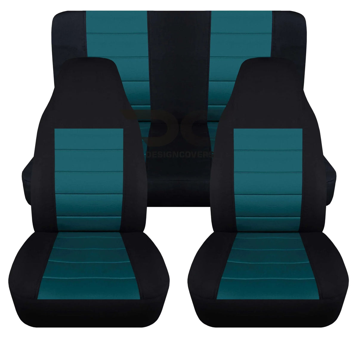 Full 2003-2006 wrangler LJ with Front&Rear T402-Designcovers Compatible and Teal- Jeep Covers:Black 2door Seat Set
