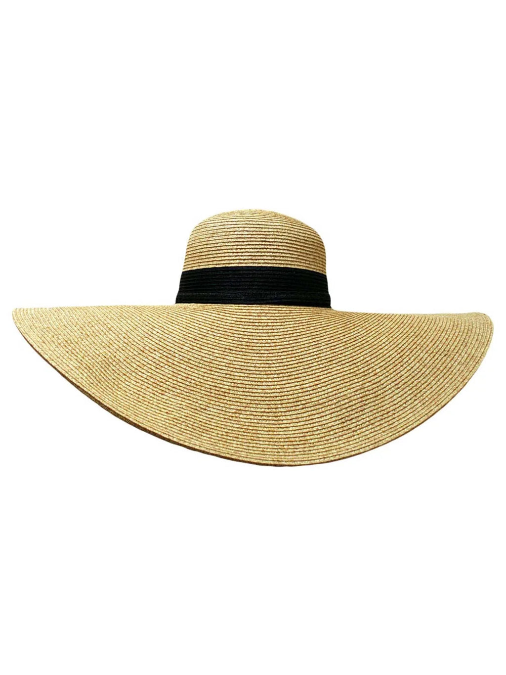 Hat Wide Natural Floppy With Band Hat Black Ribbon Brim