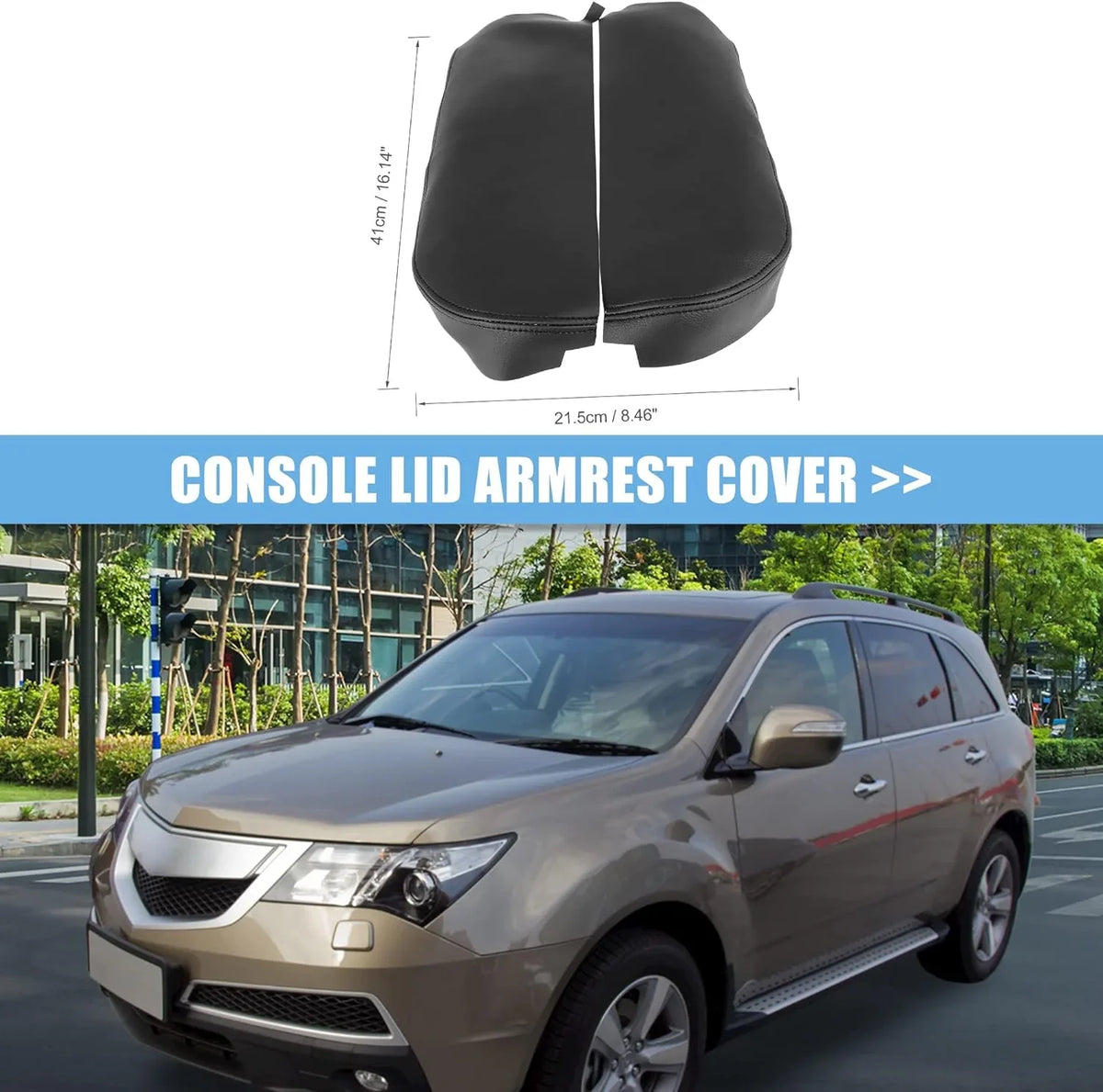 Lid Seat for Lid Center Cover Replacement X Acura Box MDX Armrest Included 2007-2013 Black Microfiber Protector Console Not Car AUTOHAUX Leather Pair Armrest