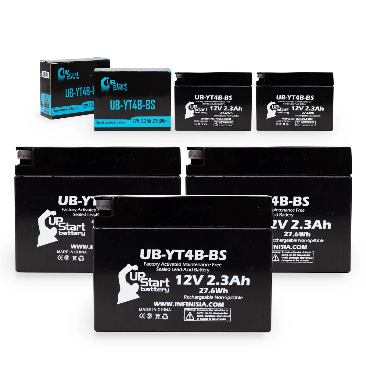SR400 2005 UpStart 400CC - Activated, Replacement Maintenance for Factory UB-YT4B-BS 2.3Ah, Battery Yamaha 5-Pack Free, Battery 12V, Motorcycle