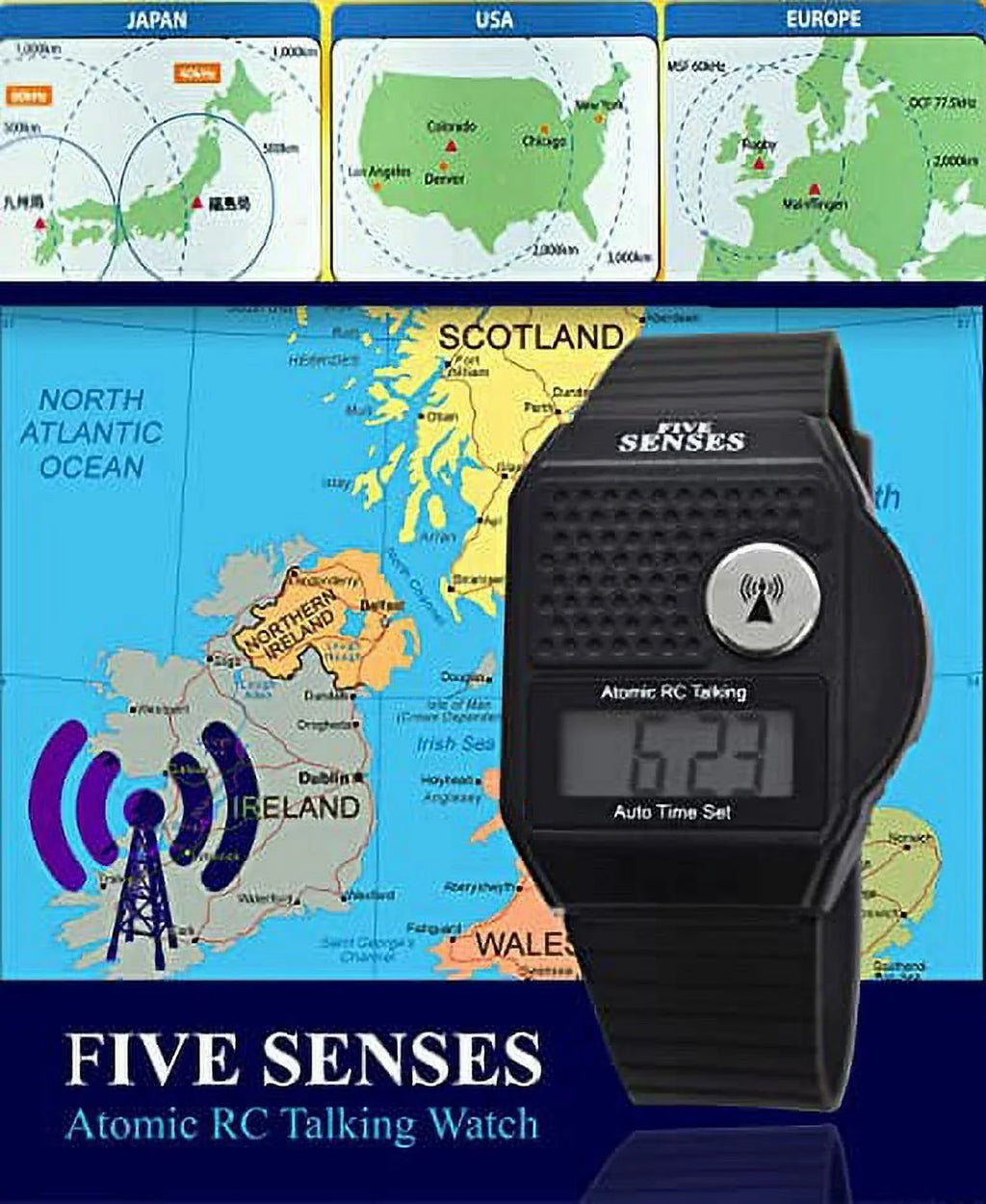 for Five Easy Sound Impaired Men - - Watch English Model 1026 Blind Talking Visually Band Seniors Senses Women to Plastic Loud Atomic for Clock Talking use